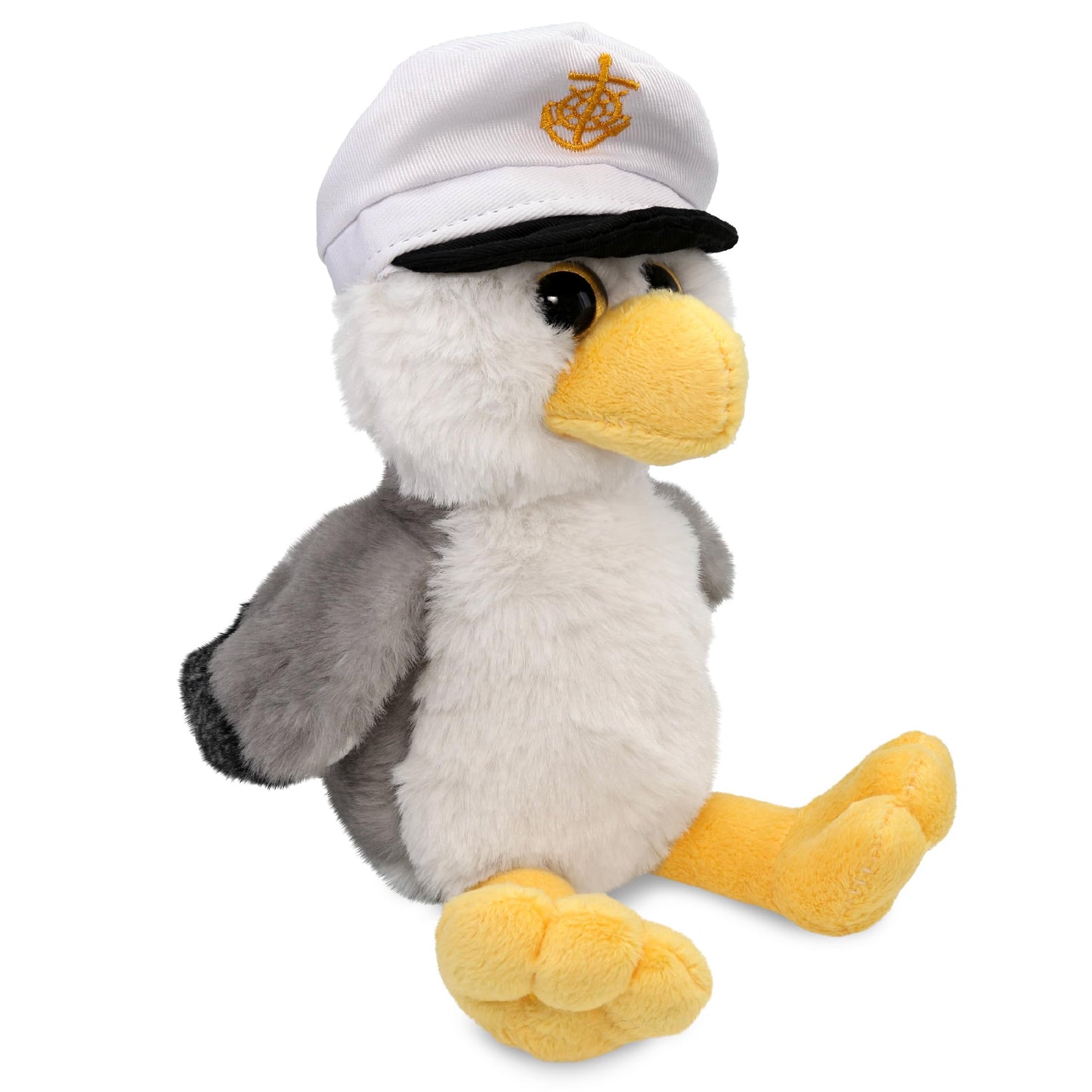 DolliBu Plush Seagull Stuffed Animal - Soft Huggable Gray Seagull Sailor, Adorable Playtime Plush Toy Animal, Cute Sea Bird Cuddle Gifts for Kids
