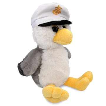 DolliBu Plush Seagull Stuffed Animal - Soft Huggable Gray Seagull Sailor, Adorable Playtime Plush Toy Animal, Cute Sea Bird Cuddle Gifts for Kids