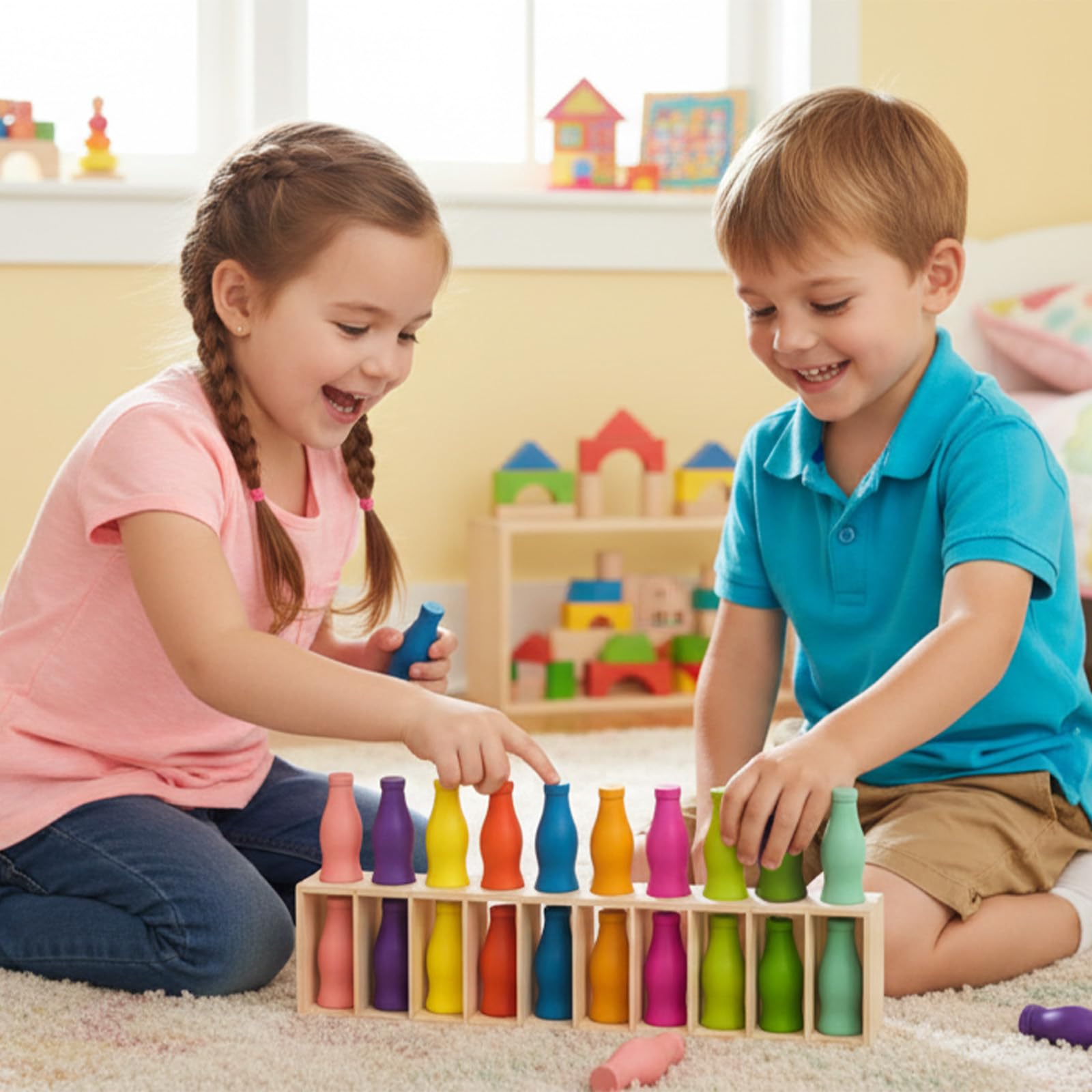 Trozihn Bottle Color Match Game, Fun Family Board Game for Kids 8-12, 2-4 Player Bottle Collision Game for Kids and Adults, Perfect for Travel Camping
