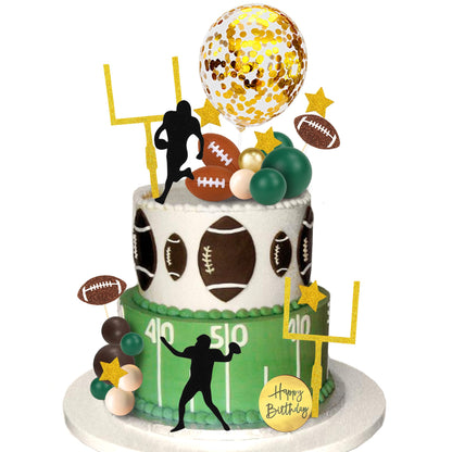 43 PCS Football Cake Topper Goal Post Mini Rugby Ball Player Cake Toppers for Football Theme Birthday Supplies