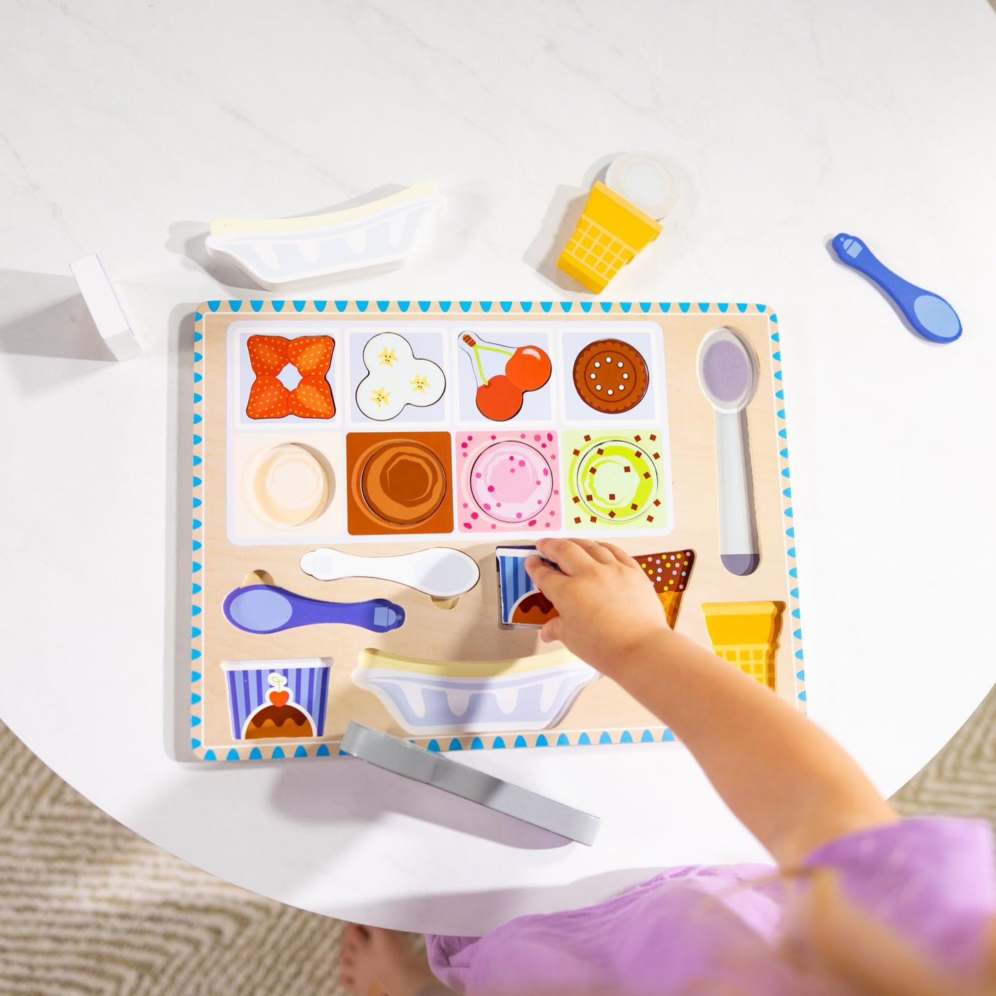 Melissa & Doug Wooden Magnetic Ice Cream, Puzzle & Pretend Play Food Set