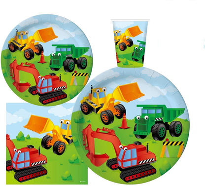 Serves 30 Complete Party Pack Kids Construction Birthday Party Supplies 9" Dinner Paper Plates 7" Dessert Paper Plates 9 oz Cups 3 Ply Napkins