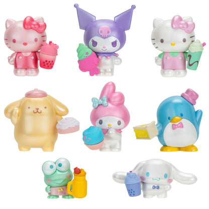 Hello Kitty and Friends Sweet Snacks 8-Pack with Mix and Match Sweet Accessories - 2” Figures - Hello Kitty, My Melody, Kuromi, Cinnamoroll