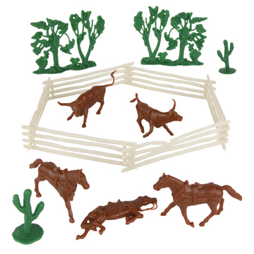 BMC CTS Rustic Western Ranch - 15pc Plastic Figure Playset Diorama Accessories