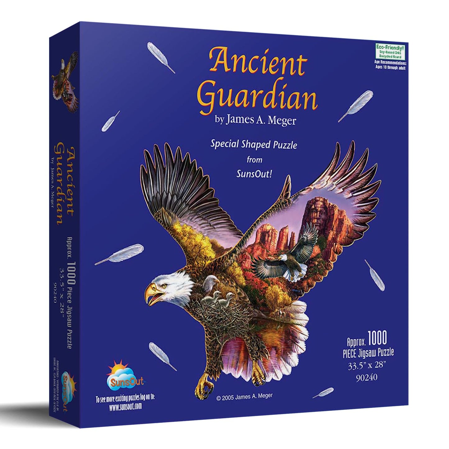 SUNSOUT INC - Ancient Guardian - 1000 pc Special Shape Jigsaw Puzzle by Artist: James Meger - Finished Size 28" x 35.5" Birds - MPN# 90240