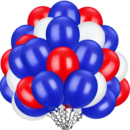 TecUnite 100 Pcs Red White Blue Latex Balloons 13 Inch Colorful Round Balloons for 250th Anniversary Graduation Wedding Birthday 4th of July