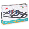 Playmags Magnetic Tiles Road Set for Kids - 130-Pieces Magnet Building Blocks Toy - Durable Creative STEM Learning Toys with Curved & Straight Car