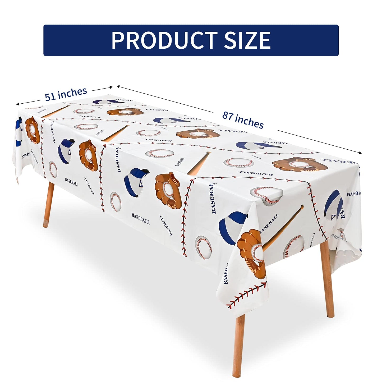 Lecferrarc 2 Pcs Baseball Tablecloth Baseball Party Tablecovers 87 x 51 Inches Plastic Table Cover for Birthday Party Decorations