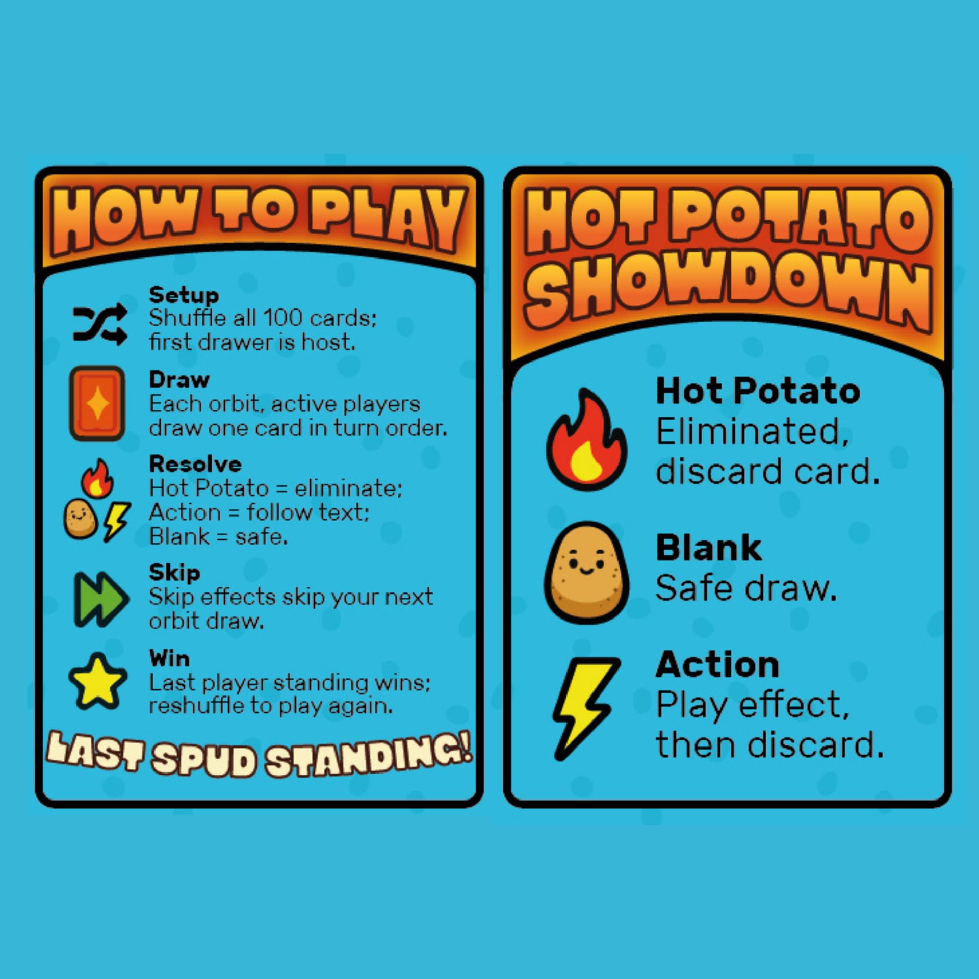 SNC Games Hot Potato Showdown - Fast Party Card Game | 3-8 Players, Ages 13+, 2-10 Minutes | Draw, Dodge & Dueling Potatoes | Easy Family Game Night
