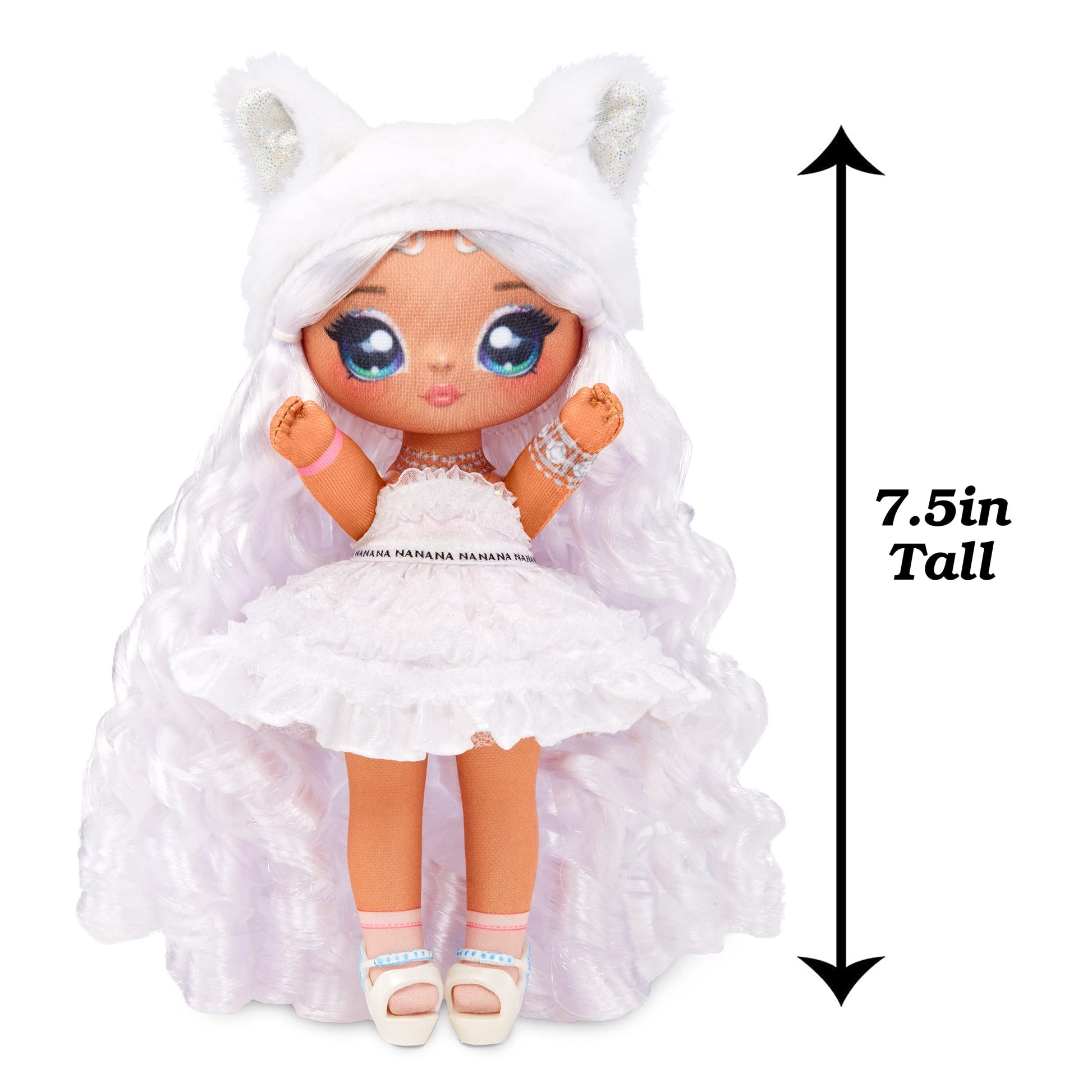 Na Na Na Surprise Sweetest Gems April Sparkles 7.5" Fashion Doll Diamond Birthstone Inspired with White Hair, Ruffle Satin Dress & Brush, Poseable