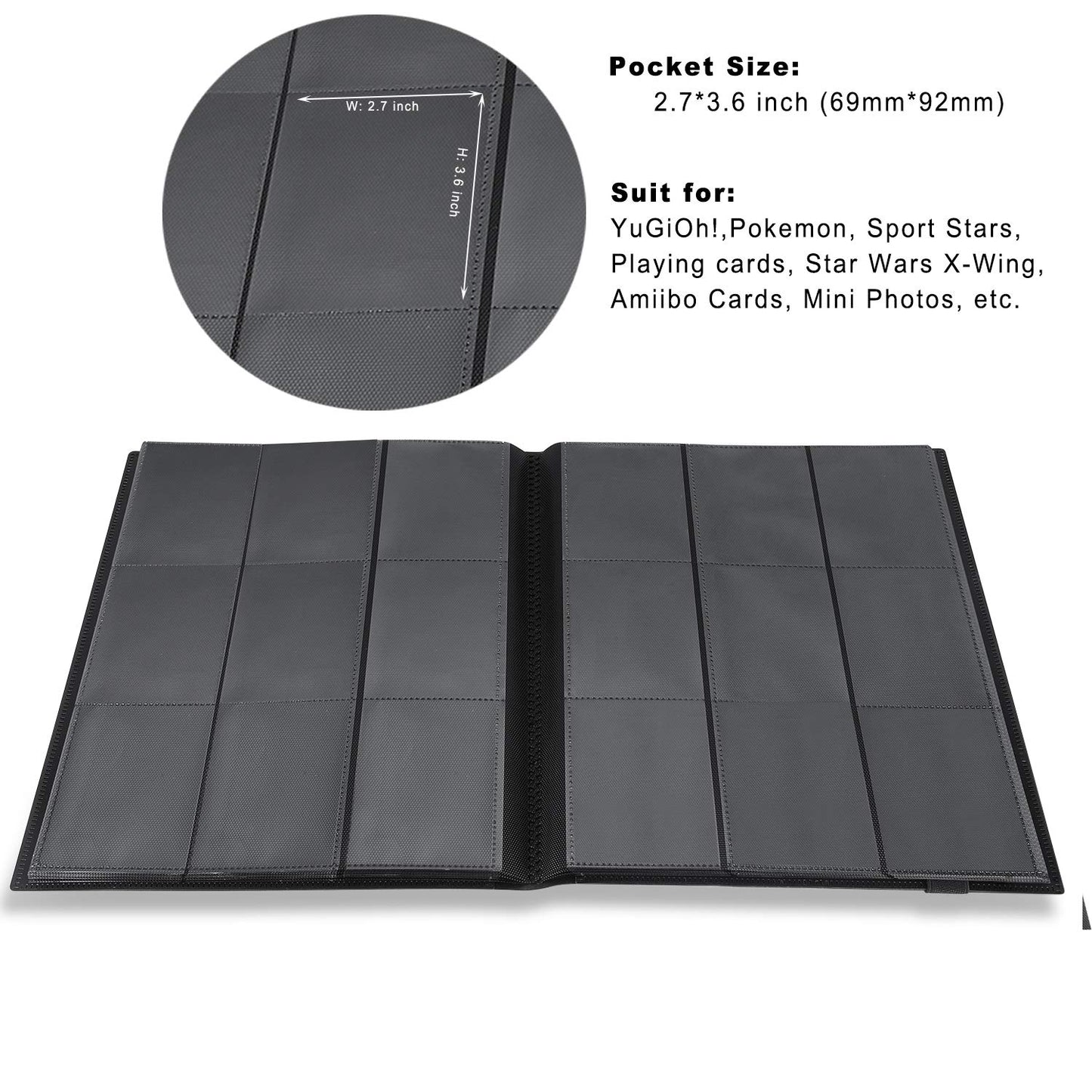 AITIME 360 Pockets Trading Card Binder, Side Loading Album,Black