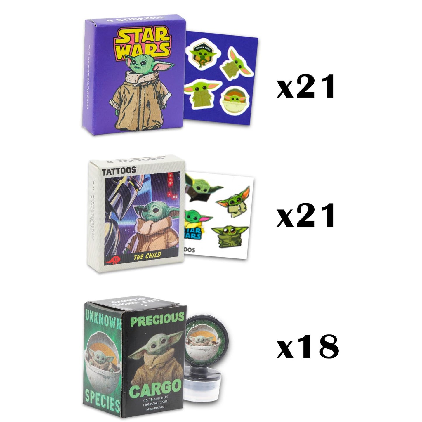 STAR WARS Baby Yoda Party Favors Bulk Set ~ Bundle with 60 Pieces Mandalorian Favor Boxes with Stickers, Tattoos, and Stampers for Kids Birthday Party