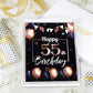 LINGTEER Happy 55th Birthday Decorations, 2Pcs Black&Gold Stand Print Acrylic Table Centerpieces Backdrop Board- Cheers to 55 Years Old Fun Birthday