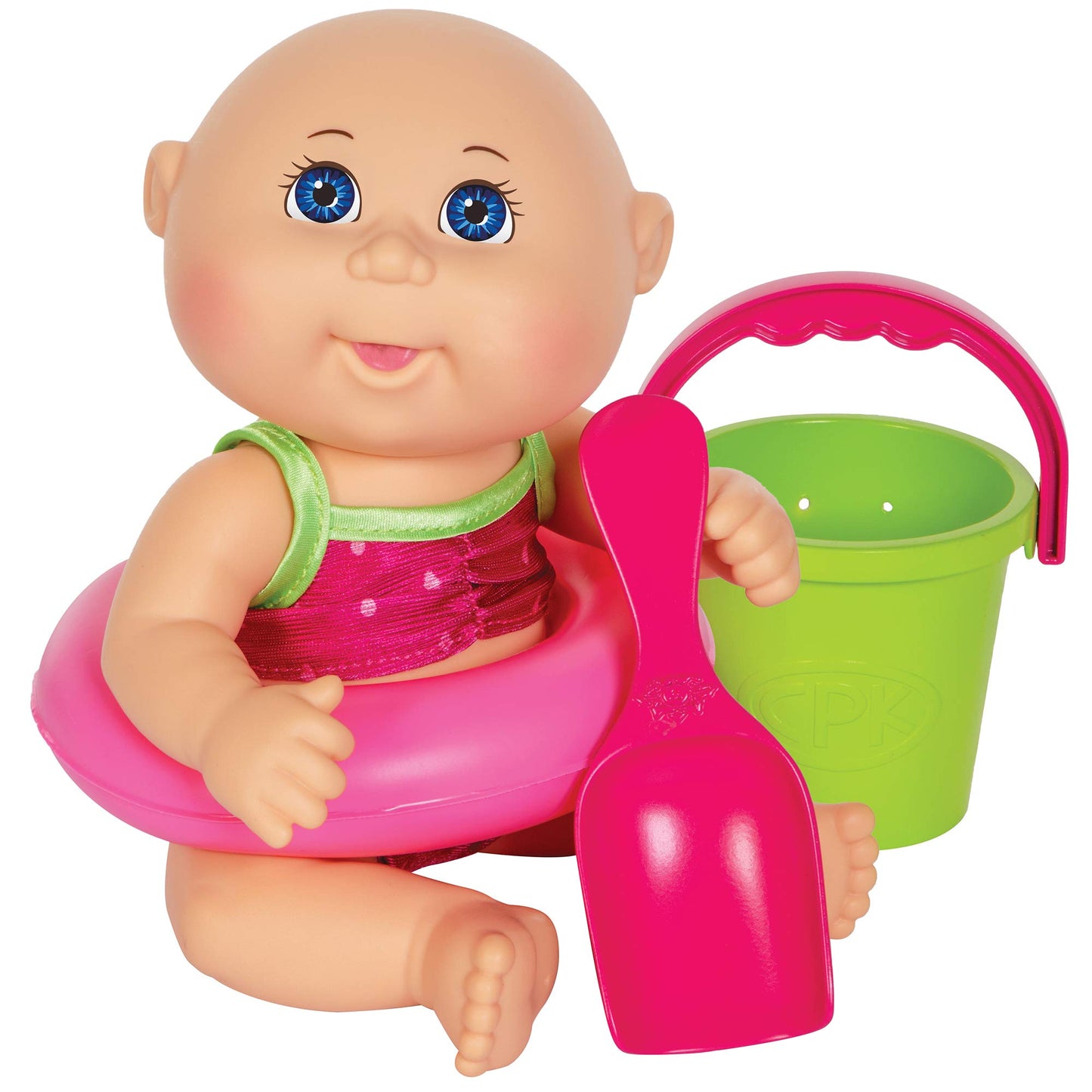 Cabbage Patch Kids Beach Time Tiny Newborn with Pink Toy Floatie, Pail and Shovel and Watermelon Swimsuit - 9 Inch CPK Dolls - Grow Your Cabbage Patch