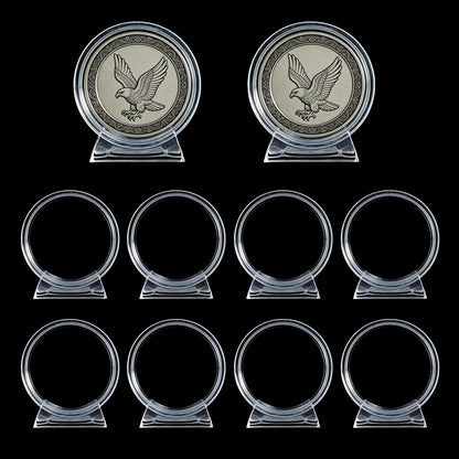 Eukkee Acrylic Challenge Coin Stand Set Military Coin Display Holder Vertical Coin Rack for 1.57 Inch Diameter Coins (10pcs/Set)