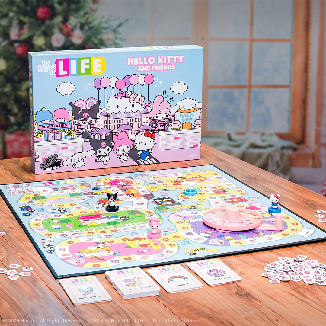 The Game of Life: Hello Kitty and Friends Board Game, Collect Apples and Buy Bows on The Way to The Ultimate Party, Play as Hello Kitty, Kuromi