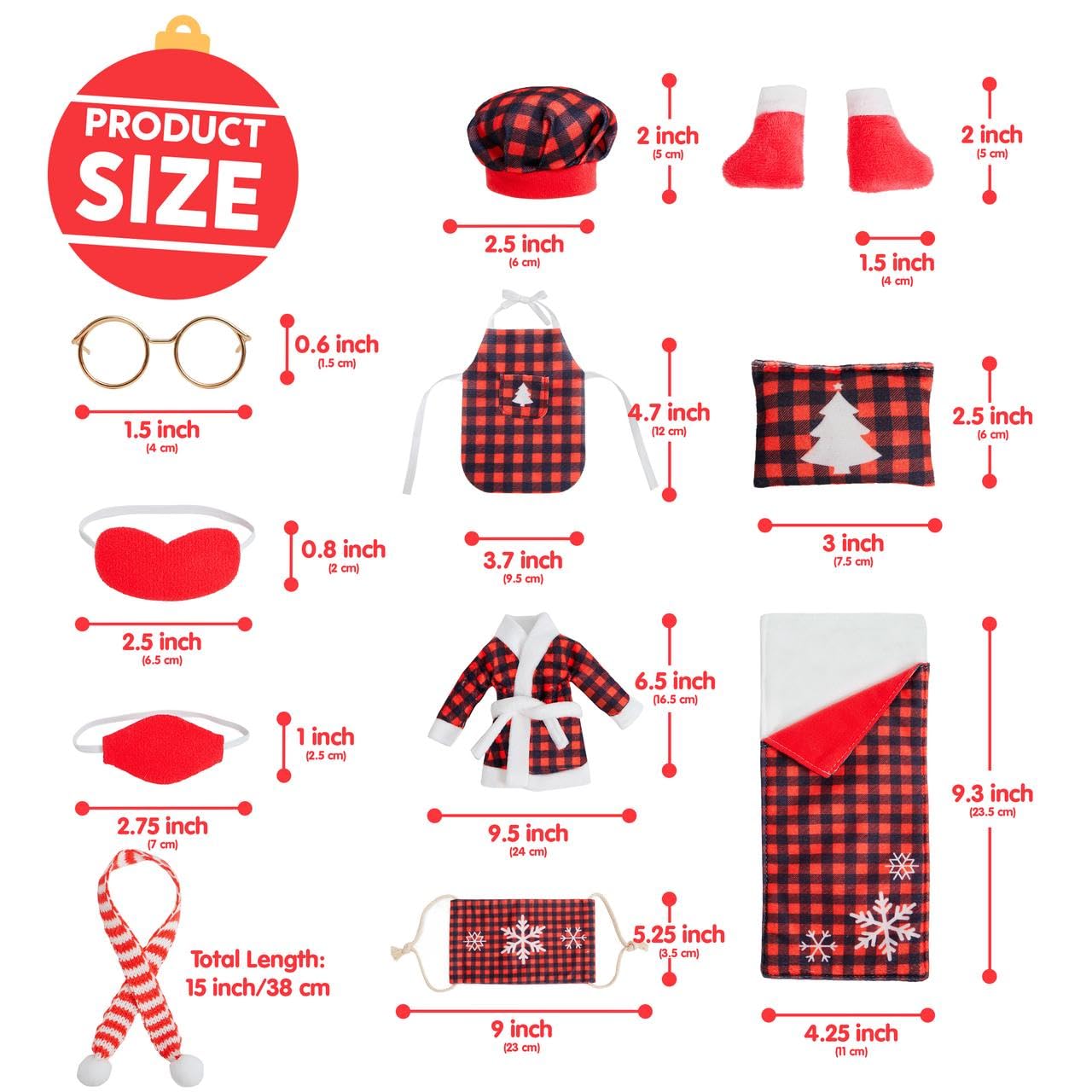 JOYIN 11 PCS Sleeping Bag Christmas Accessory for Doll Include Christmas Sleeping Bag, Apron Hat Bathrobes Shoes Hammock Eye Mask Face Mask Scarf