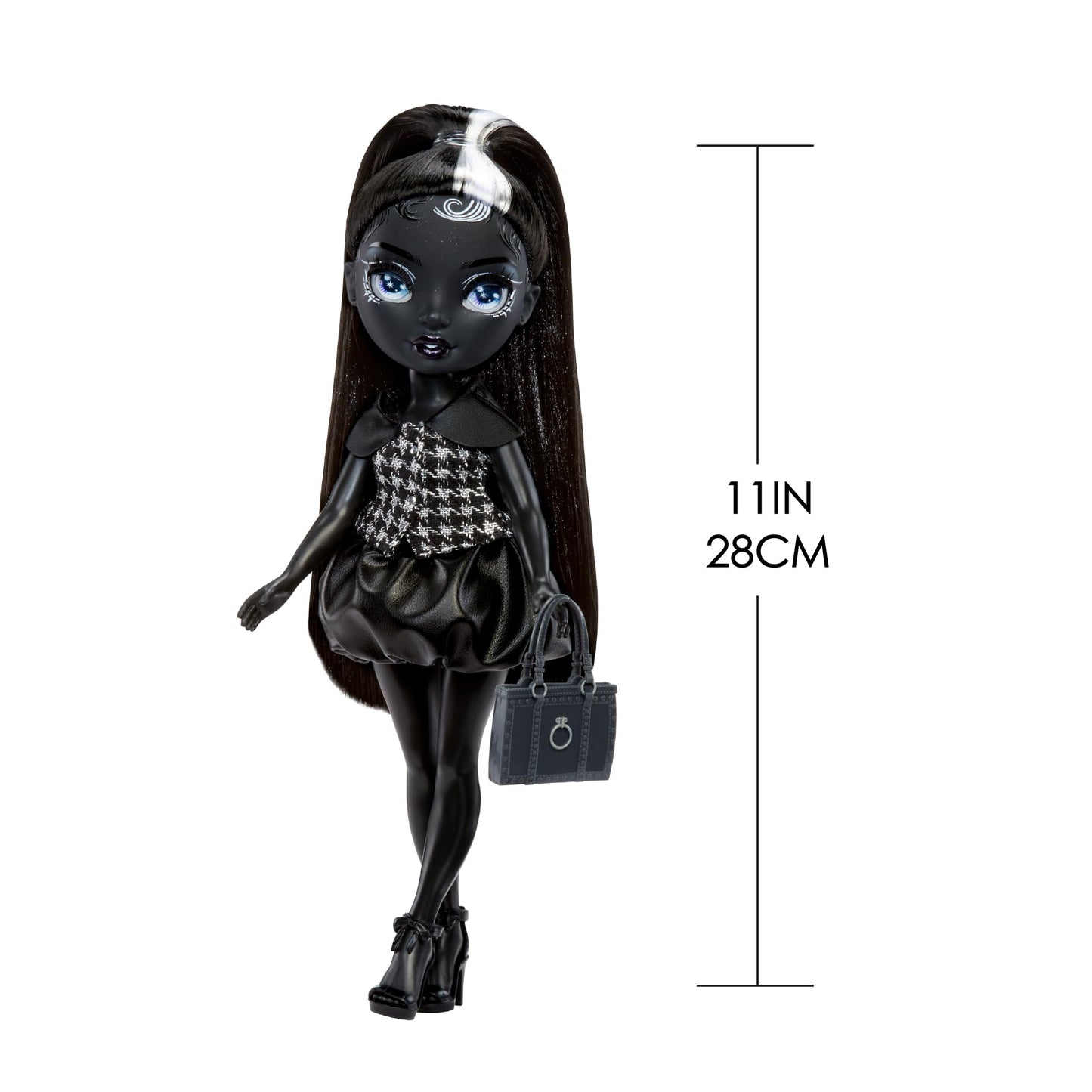 Rainbow High Shadow High Shanelle Onyx- Grayscale 11” Fashion Doll. Black hair. Black Outfit. Stylish Handbag, for Kids 4-10 years Old