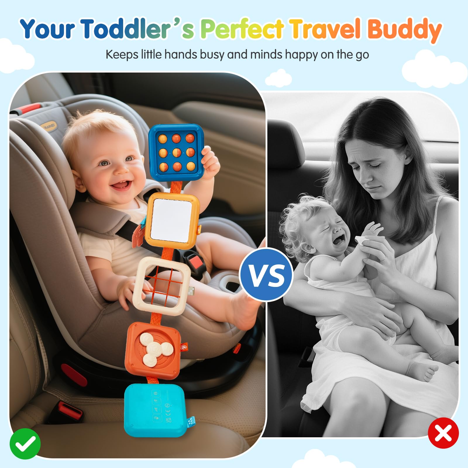 LMBMYYS Busy Board for 1 Year Old,Travel Toys for Toddlers 1-3,Montessori for 1 2 Year Old Boy Girl,Airplane Toys for Toddlers,Busy Board Cube Toy