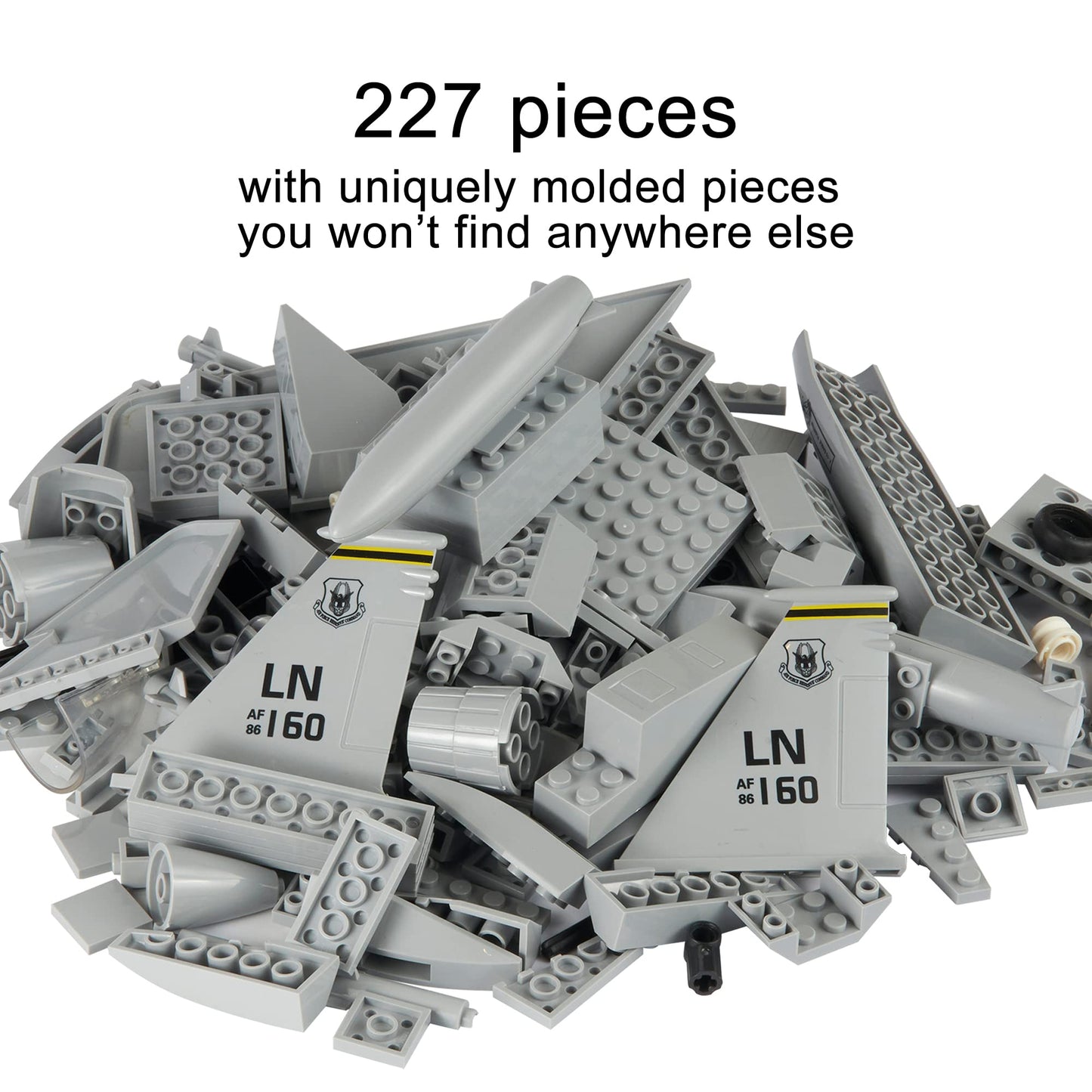Apostrophe Games Fighter Jet Building Block Set - 227-Pcs F-15 Eagle Fighter Toys Set - Plane for Kids Older Than 10 and Adults - Compatible with All