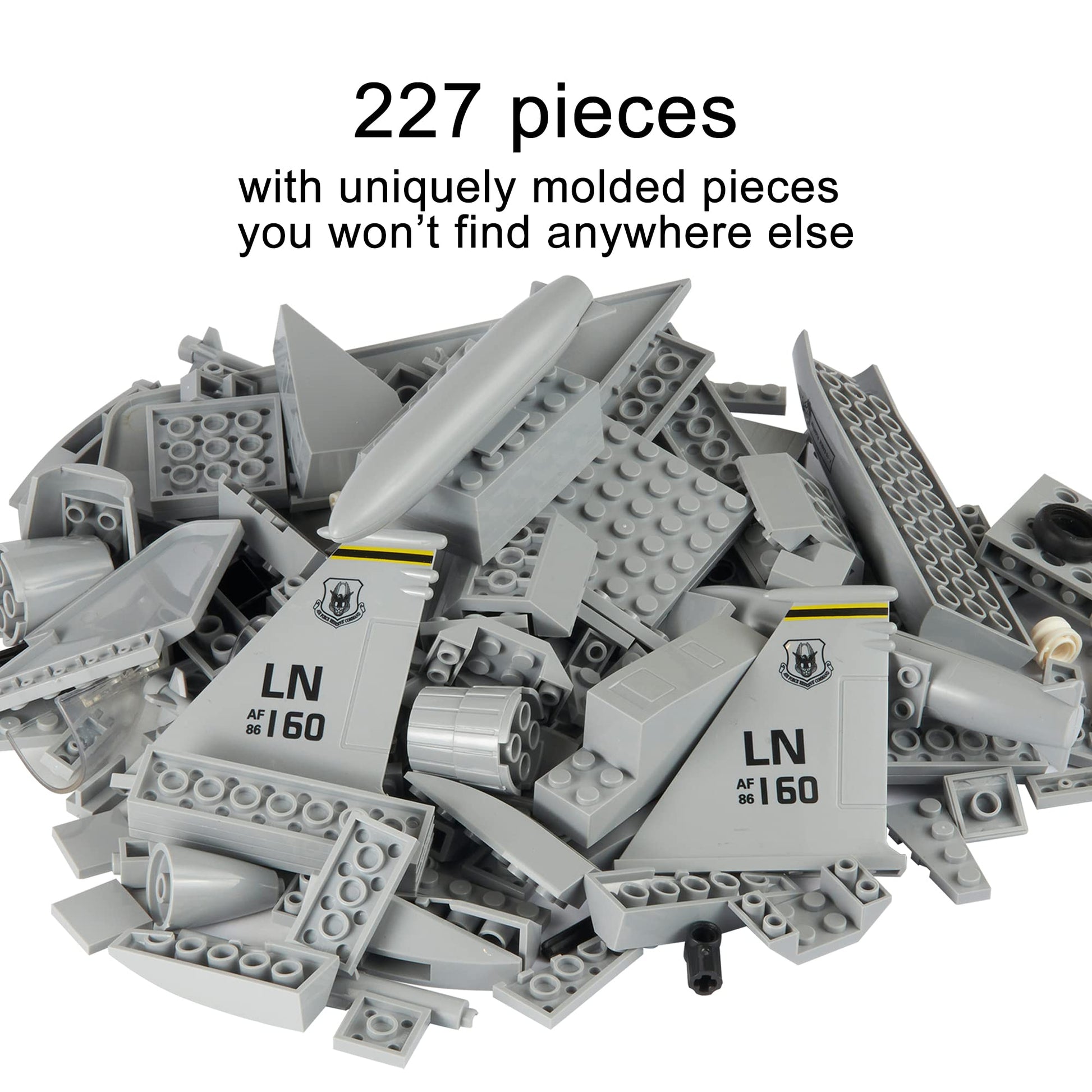 Apostrophe Games Fighter Jet Building Block Set - 227-Pcs F-15 Eagle Fighter Toys Set - Plane for Kids Older Than 10 and Adults - Compatible with All
