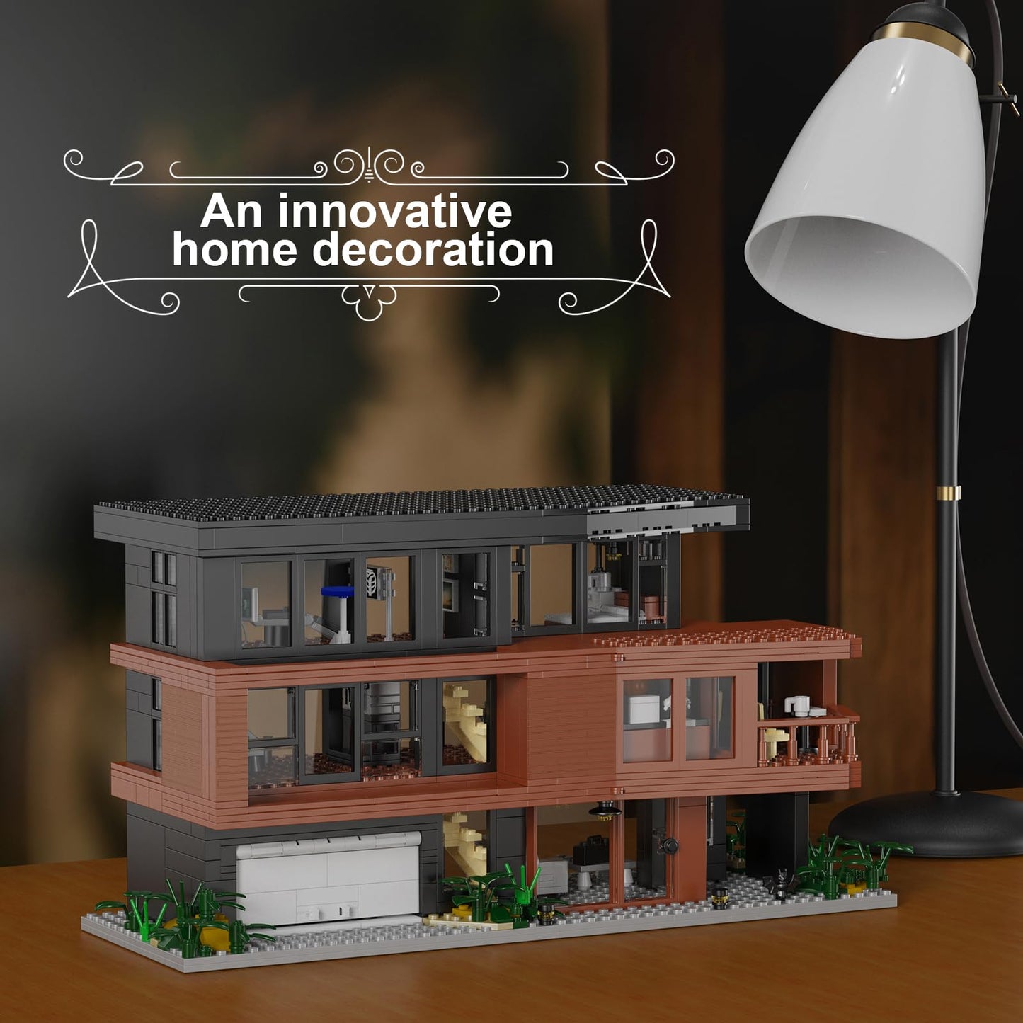 House Building Set Compatible with Lego Architecture Blocks Valentine Romance Films Fans House Creative Present for Adult Halloween Christmas (864