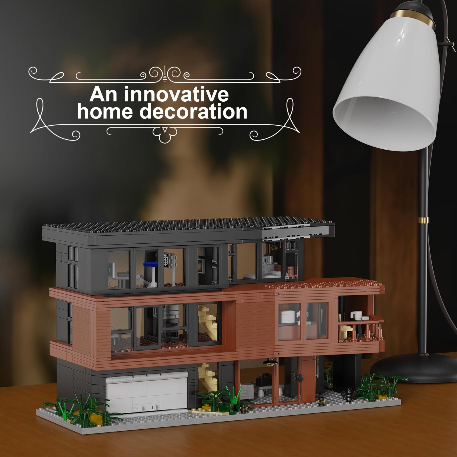 House Building Set Compatible with Lego Architecture Blocks Valentine Romance Films Fans House Creative Present for Adult Halloween Christmas (864