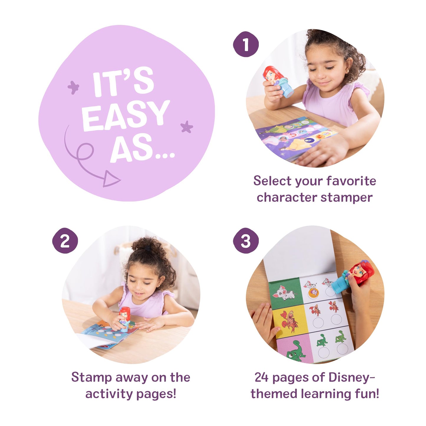 Melissa & Doug Sticker Wow!™ Disney Princess Ariel Bundle: 24-Page Activity Book, Refillable Sticker Stamper, Mini Pad, 500 Stickers, Arts and Crafts