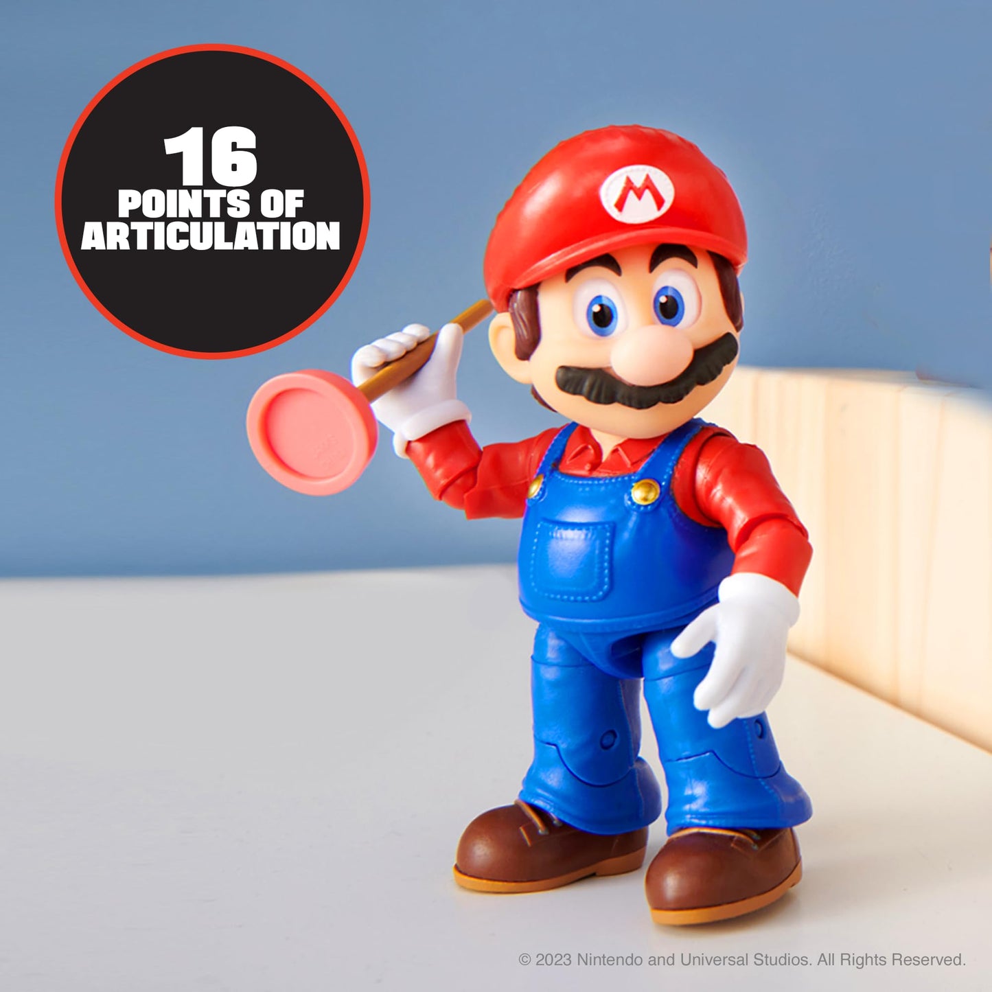 THE SUPER MARIO BROS. MOVIE - 5 Inch Action Figures Series 1 - Mario Figure with Plunger Accessory