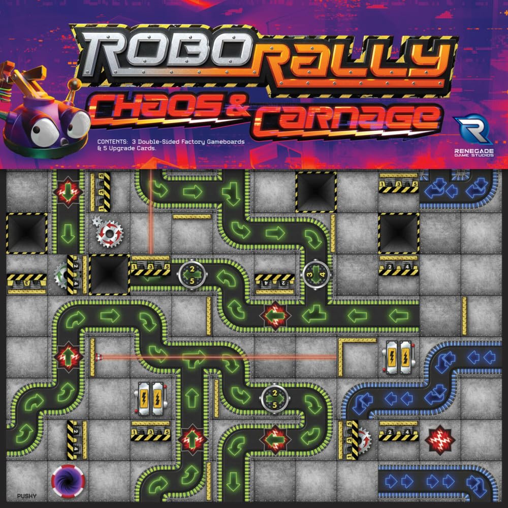 Renegade Game Studios Robo Rally: Chaos & Carnage Expansion Board Game with Teleporters, Crushers, Randomizers