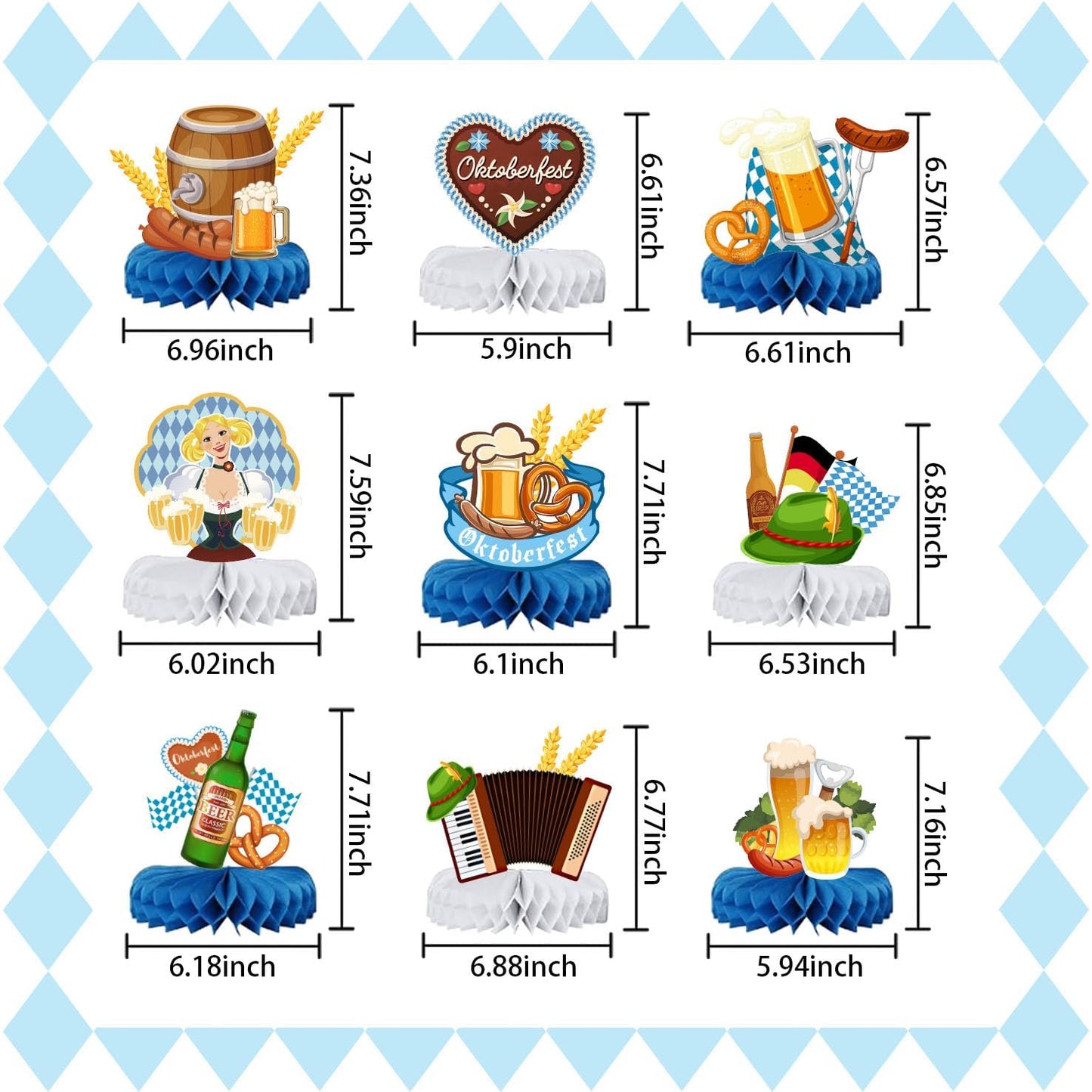 9 Pcs Oktoberfest Honeycomb Centerpieces