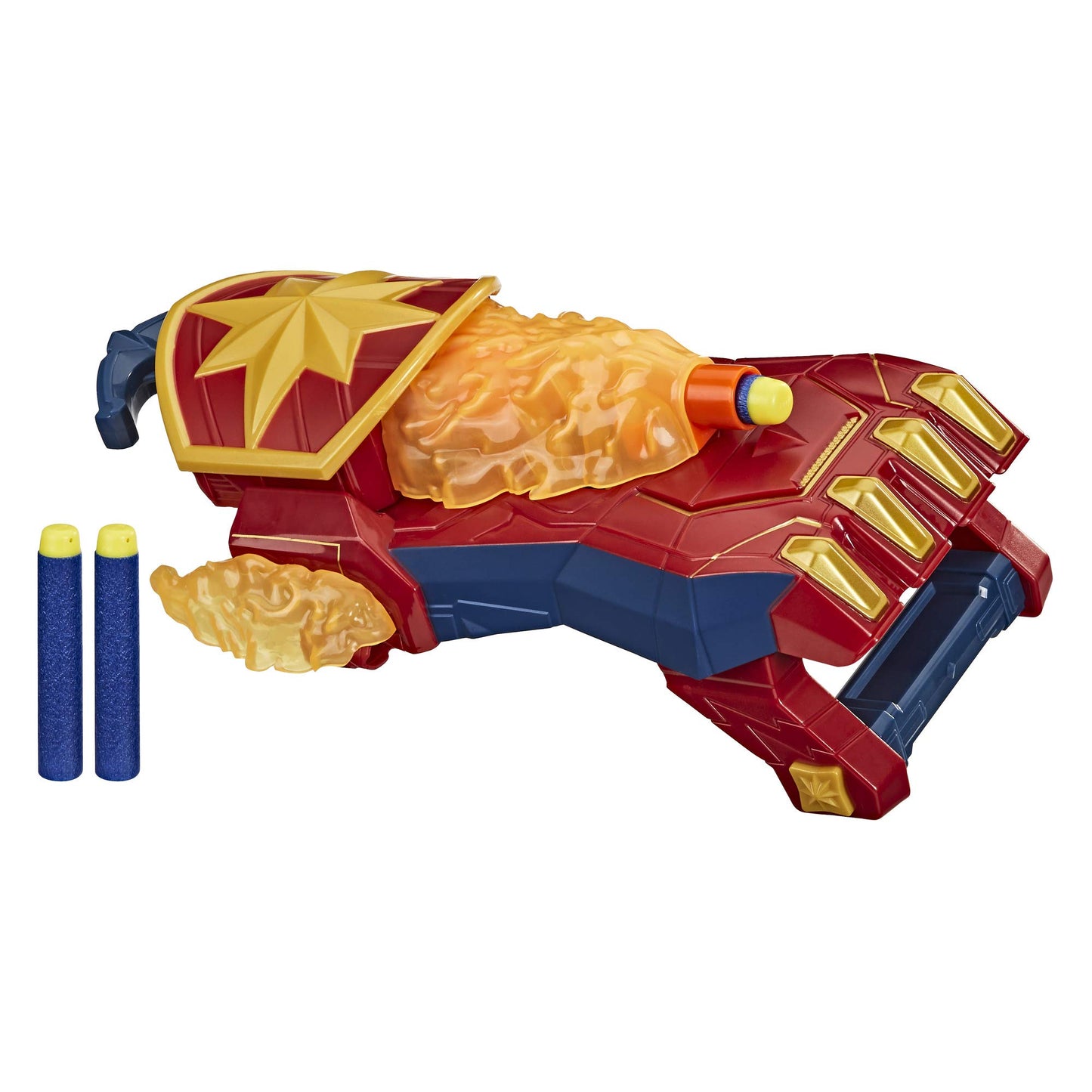 NERF Power Moves Marvel Avengers Captain Marvel Photon Blast Gauntlet NERF Dart-Launching Toy for Kids Roleplay, Toys for Kids Ages 5 and Up