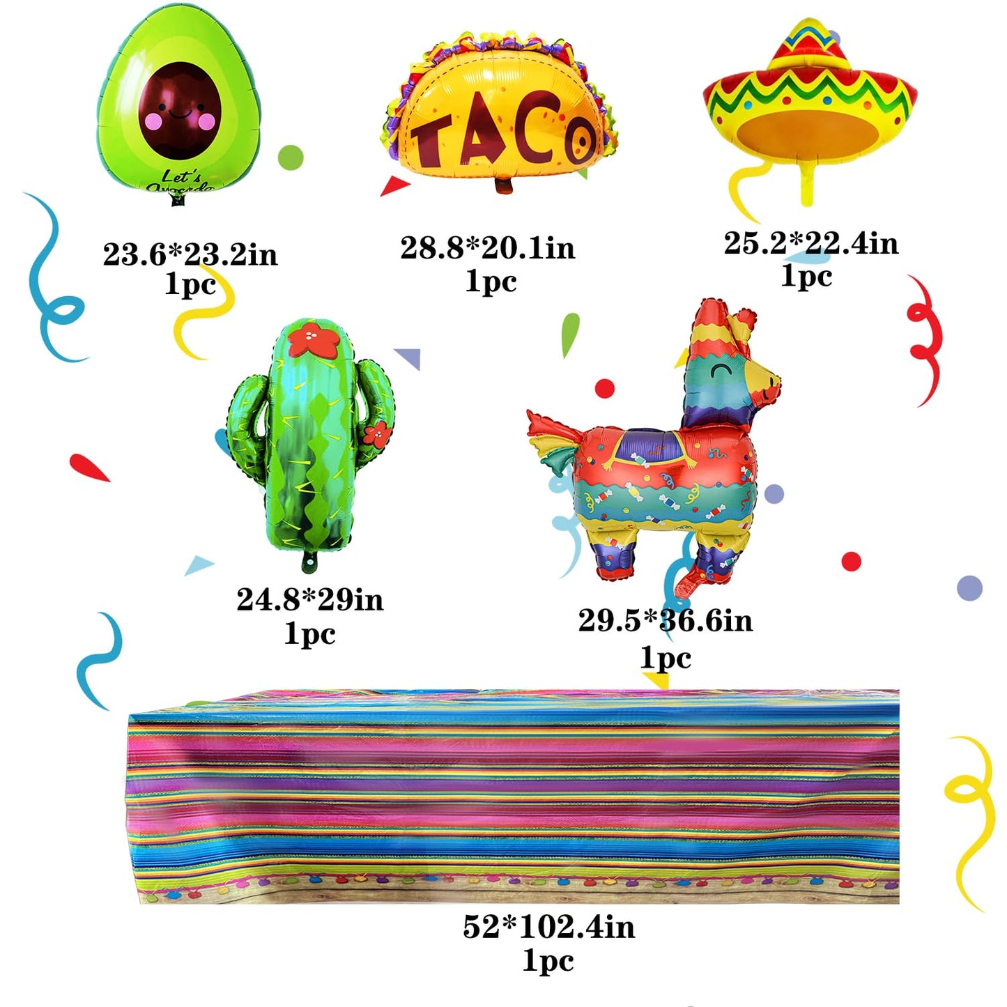 Mexican Themed Party Decorations Fiesta Party Supplies Balloons Garland Arch Kit Feliz Cumpleanos Backdrop Tablecloth Cinco De Mayo Taco Cactus