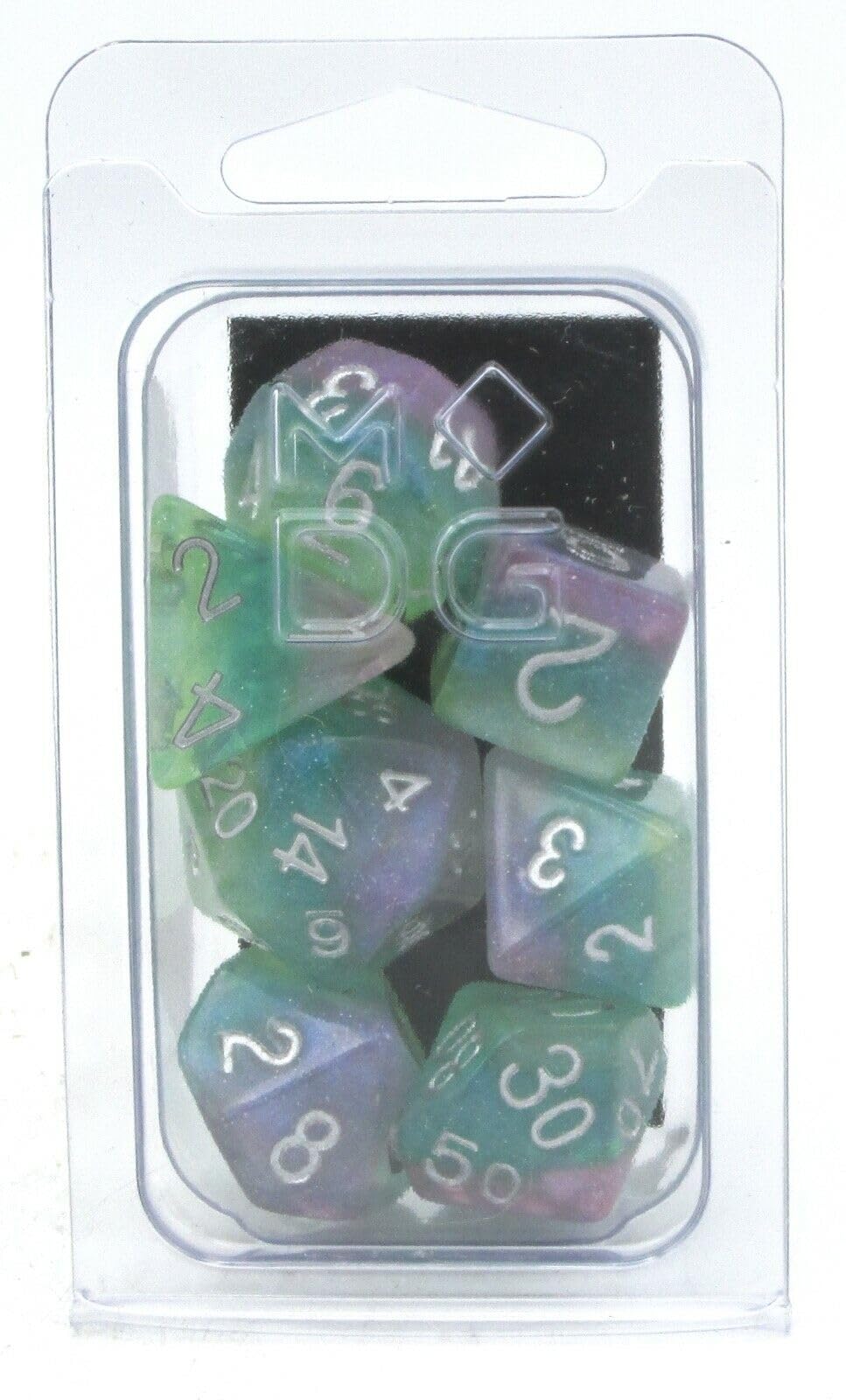 Metallic Dice Games Poly Set Layered Stardust Radiance w/Silver (7)