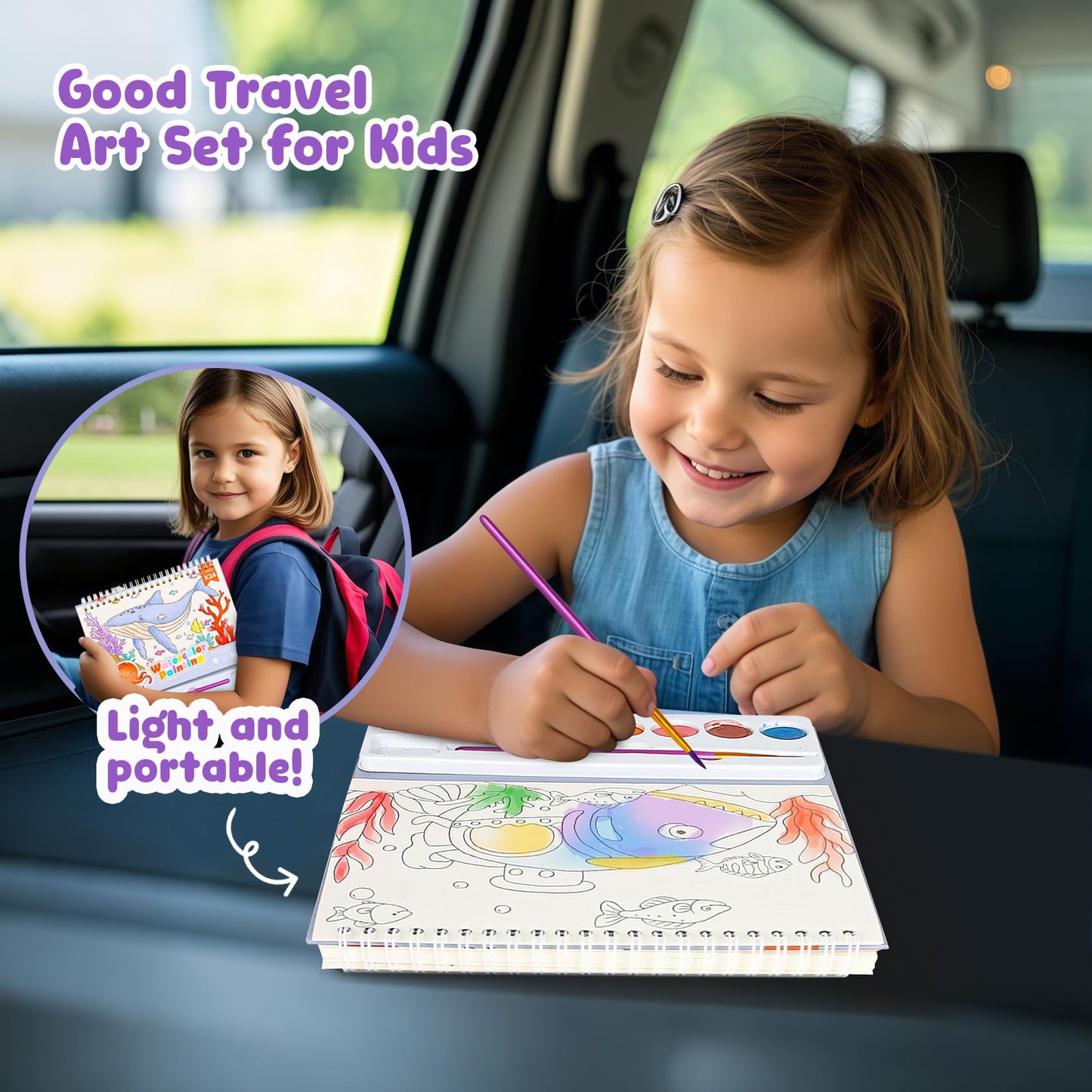 Watercolor Painting Coloring Books, Paint with Water Arts & Crafts Kit for Kids, Travel Activities Art Supplies Party Favors Exchange Birthday Gifts