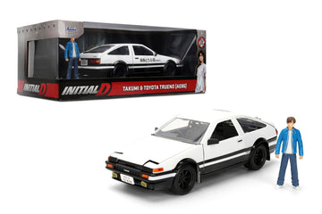 Jada Initial D 1986 Toyota Trueno - Includes Takumi Fujiwara Metal Figure - Hollywood Rides Die-cast Car with Opening Doors, 1:24 Scale, Ages 8+