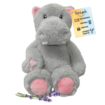 Hippo - Microwavable & Weighted Plush Stuffed Animal - Heated Plushie for Warmth - Cute, Soft, Cozy Toy for Adults & Children (Boys, Girls