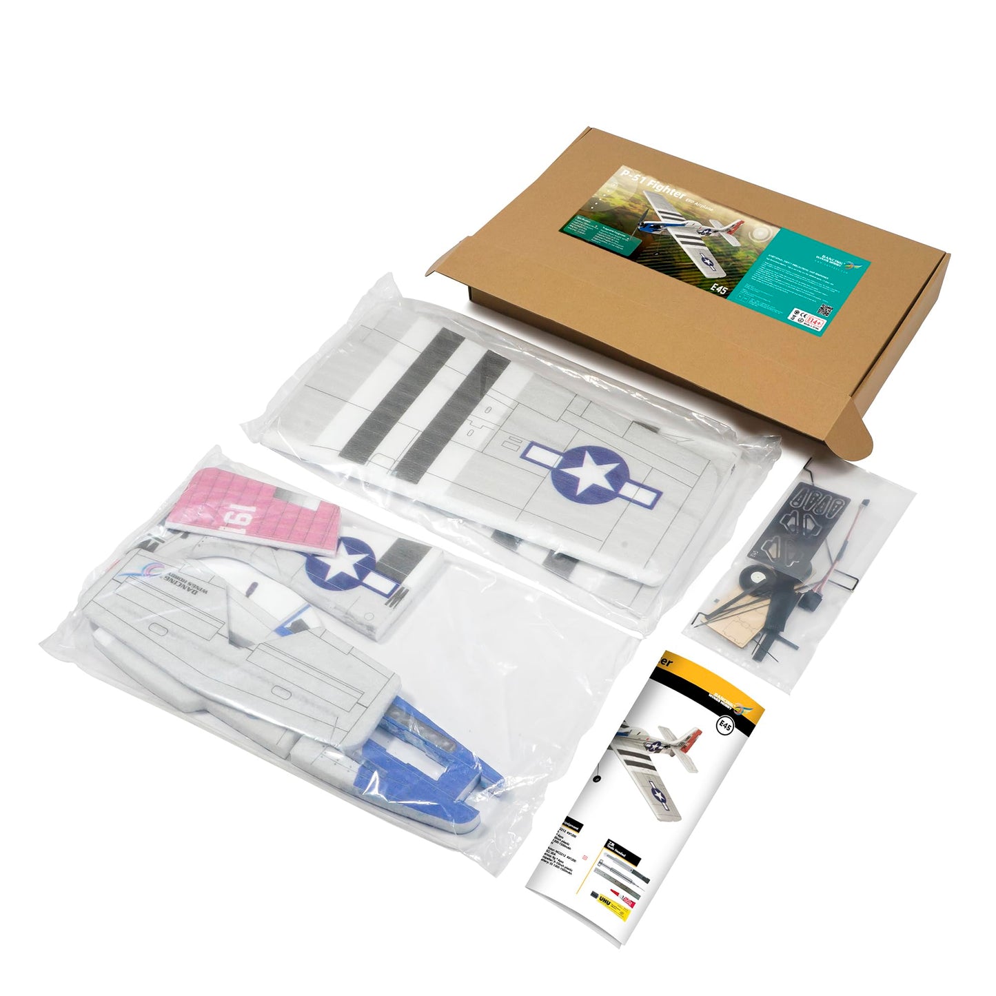 DW Hobby Remote Control 3D EPP Sports 1.0M Airplane P-51 Fighter for Adults Need to Assemble (E4501)