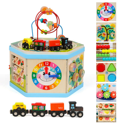 Wooden Activity Cube 9-in-1 Montessori Toys for 1+ Year Old Boys Girls Educational Learning Toys for Toddlers Age 1-2 One Year Old First Birthday Gift
