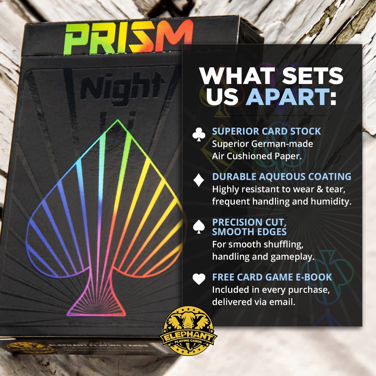 PREMIUM PLAYING CARDS, High Quality Deck of Cards, Cool Prism Gloss Ink, Best Poker Cards, Unique Bright Rainbow & Red Colors for Kids & Adults, Black