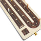 House of Cribbage - 3 Track Continuous Cribbage Board Inlaid in Rosewood - Maple Wood - Size: 12.5 Inches - Storage Drawer for Cribbage Pegs