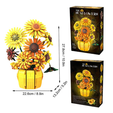 MRBM Sunflower Building Set with Vase, Van Gogh-Inspired Botanical Flower Collection for Adults & Teens, Flower Garden Building Toys for Women