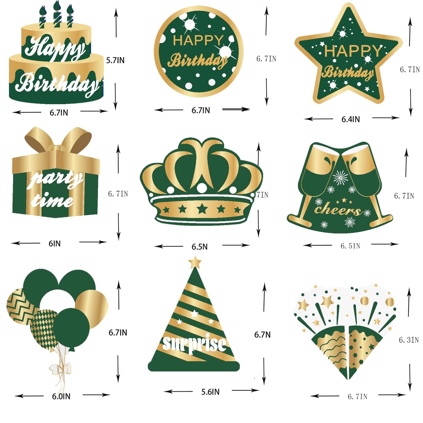 WINPOGEE 9PCS Green Gold Birthday Decorations Honeycomb Centerpieces for Women Men Green Gold Happy Birthday Table Centerpieces Party Supplies 16th