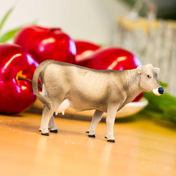 Safari Ltd. Brown Swiss Cow Figurine - Detailed 5.25" Plastic Model Figure - Fun Educational Play Toy for Boys, Girls & Kids Ages 3+