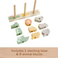 Fisher-Price Wood Baby Toy Stack & Sort Animals, 10 Wooden Pieces for Developmental Play for Infants & Toddlers Ages 1+ Years