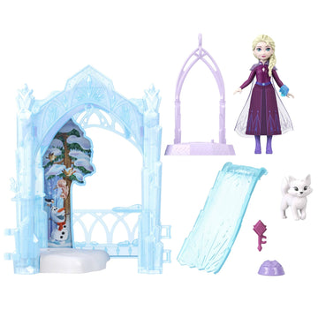 Mattel Disney Frozen Elsa Small Doll & Winter Animal Playset with Fox and Bird Figures, Slide & Accessories, Storytime Stackers ICY Animal Hideaway