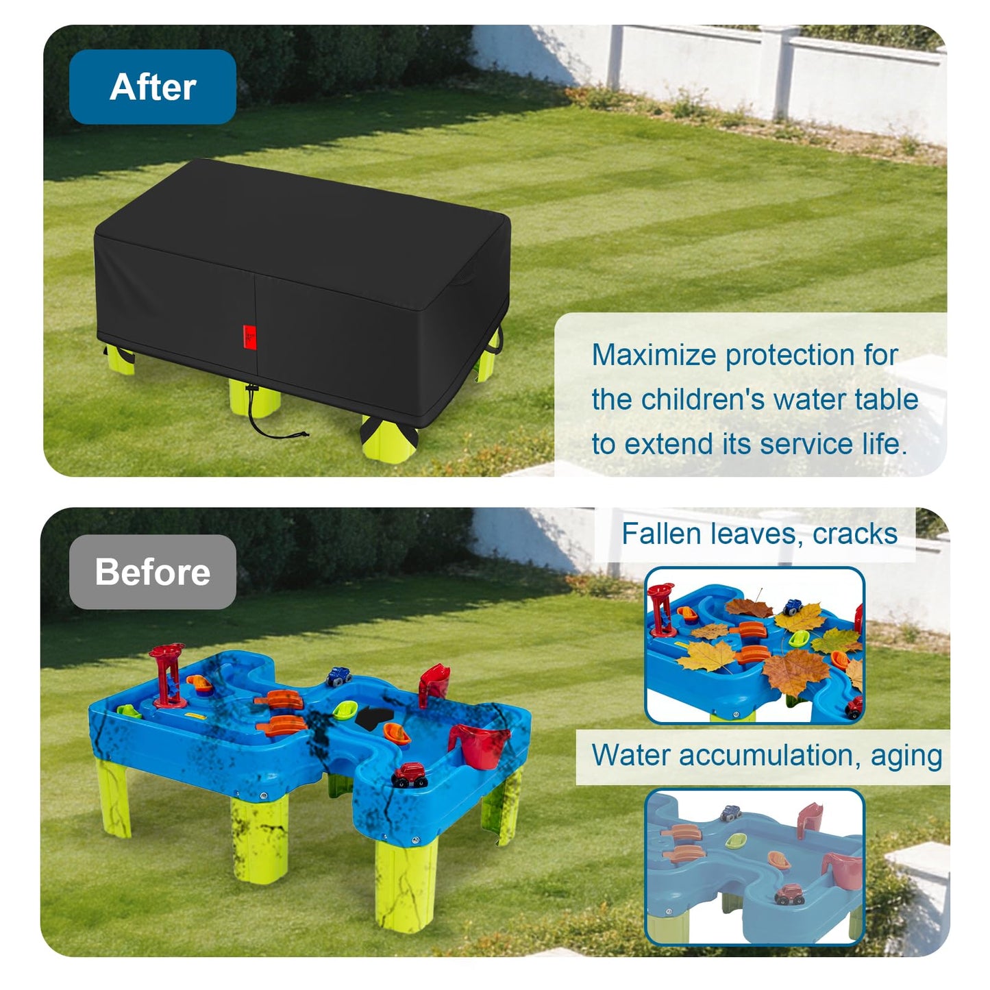 Kids Water Table Cover Fit Simplay3 Big River and Roads Water Play Table, Waterproof DustProof Anti-UV Outdoor Kids Water Toys with Windproof hook