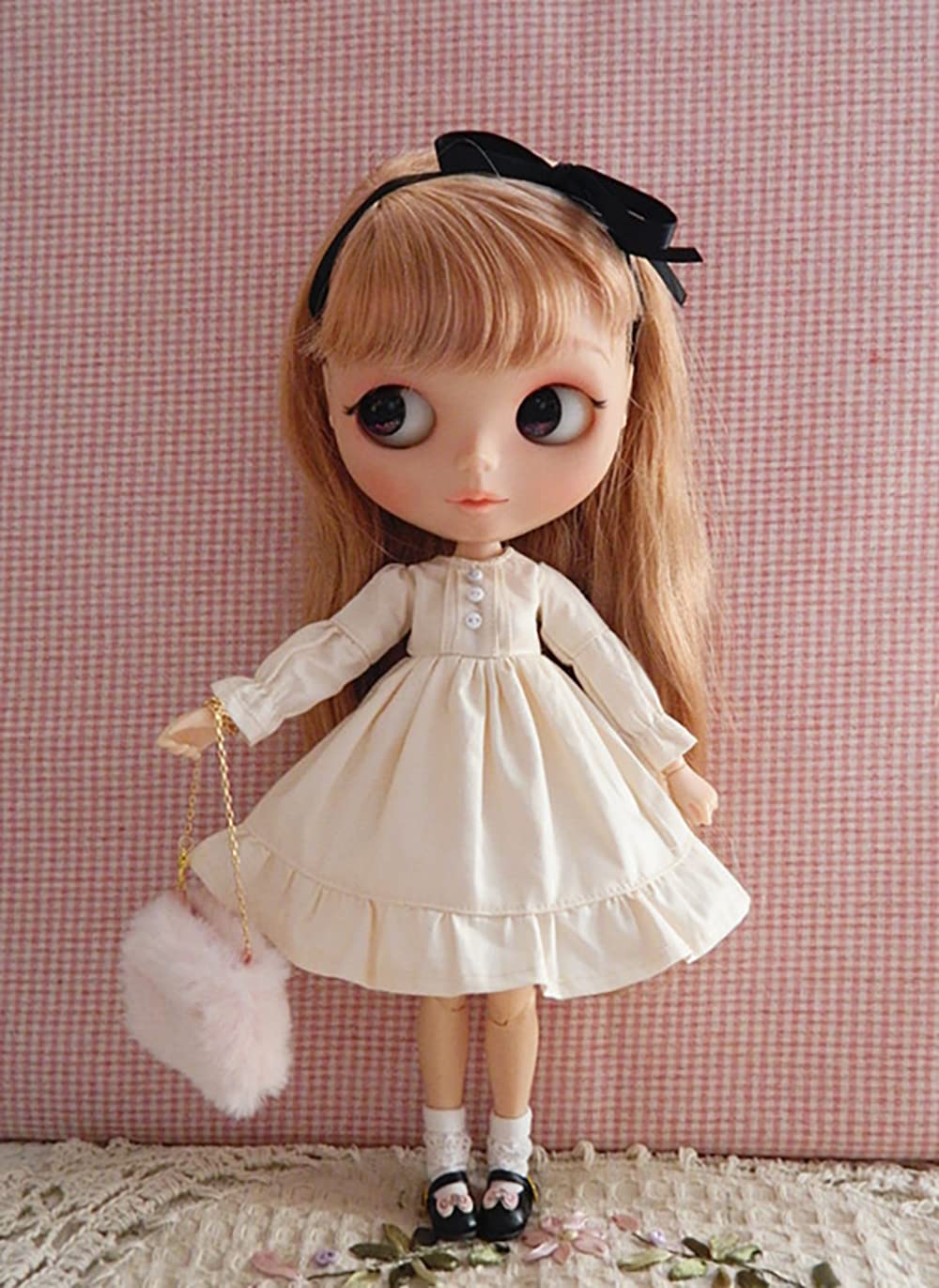 XiDonDon Doll Clothing Fashion Dress for Blyth,Ob24,Licca,Azone BJD Doll Clothes Toys Accessories Gifts (Apricot)(Only Clothes)