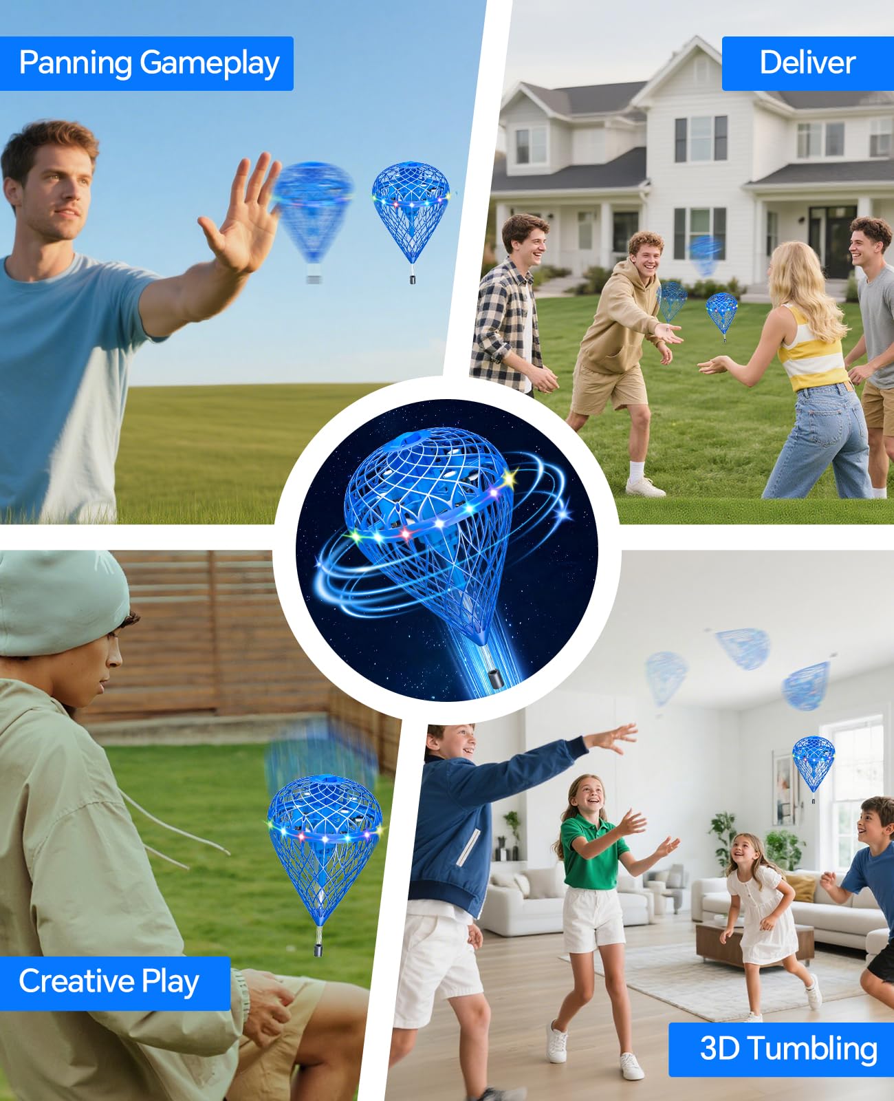 ?Upgraded 3 Batteries?Flying Orb Ball Light-Up Hover Toys | Motion-Contro l Spinner with 3D Flips | Unplugged Family Fun|Play Indoors&Out | Christmas