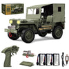 Hylukon RC Crawler, 1:10 Scales Upgraded Willys Military Jeep with Linked Lights Winch & Canvas Cover, 2.4Ghz 4WD Off Road RC Car, All Terrain